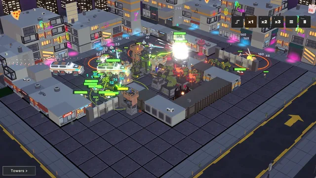 A neon city arena at night