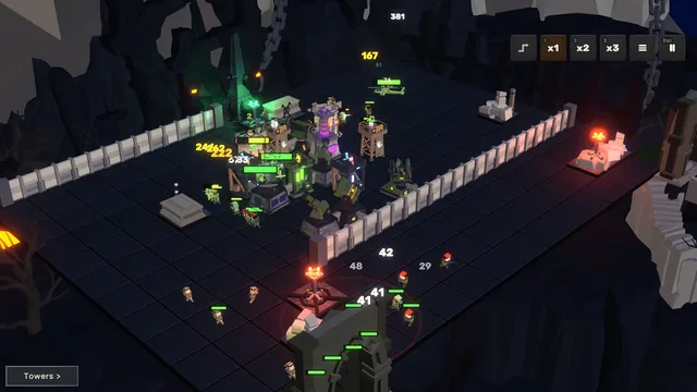 A growing maze of walls and towers
